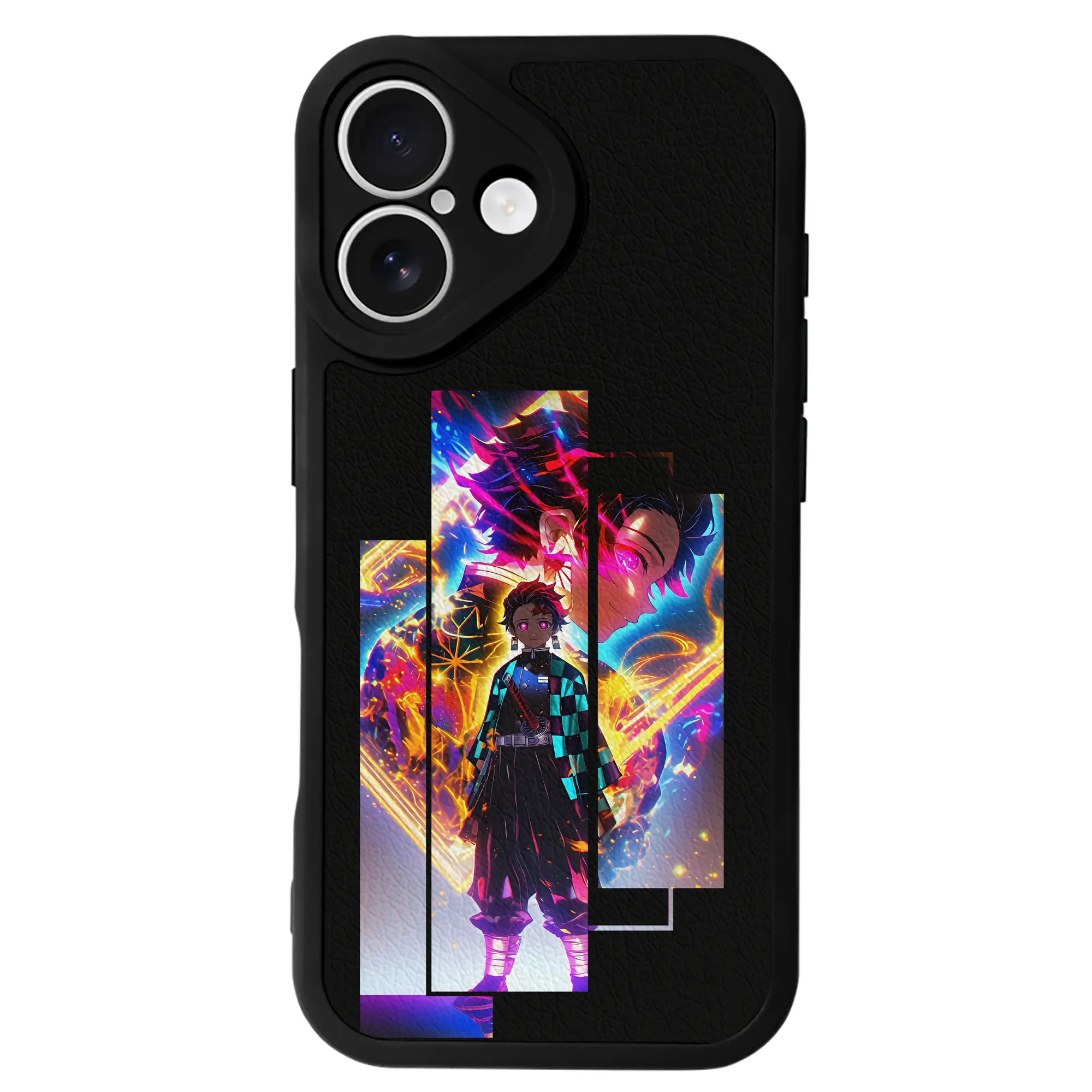 鬼滅の刃 グッズ,竈門 炭治郎 - IPhone 16シリーズ対応 ・ シリコンスマホケース ・ レザー調 ・ 高精度フィット ・ 耐衝撃 ・ ワイヤレス充電対応 ・ 精密カット